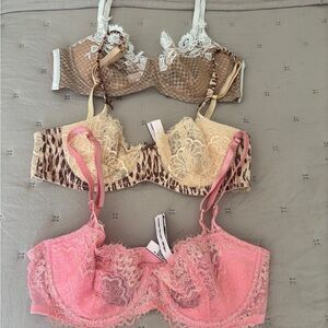 Victoria's Secret Lace Bra Set - Pink, Cream, Brown